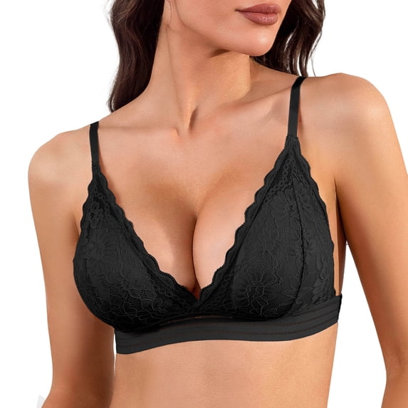 Aofany Womens Push Up Bras with Lace- Padded Embroidery No Underwire Lift-Up Bras Everyday Bras 34B/C-42B/C