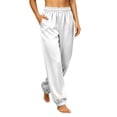 thumbnail image 1 of Aofany Womens Silk Satin Pajama Pants Loose Lounge Pants Drawstring Elastic Waist Pj Bottoms with Pockets, 1 of 9