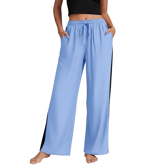 Aofany Womens Slacks Elastic Waist Straight Leg Pants Plus Size Casual Loose Commuting Trousers with Pockets
