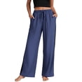 thumbnail image 1 of Aofany Womens Slacks Elastic Waist Straight Leg Pants Plus Size Casual Loose Commuting Trousers with Pockets, 1 of 8