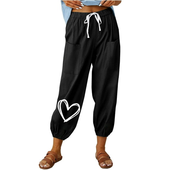 Aofany Womens Slacks Women's Relaxed Fit Straight Leg Pants Fashion Summer Loose Cotton And Linen Pocket Printed Trousers Pants