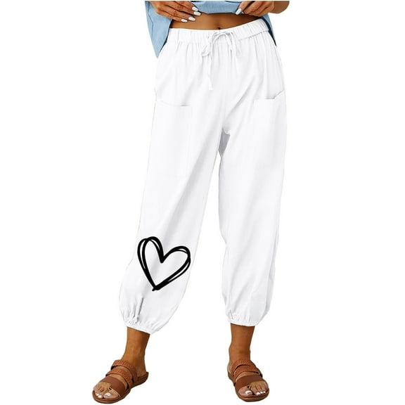 Aofany Womens Slacks Women's Relaxed Fit Straight Leg Pants Fashion Summer Loose Cotton And Linen Pocket Printed Trousers Pants