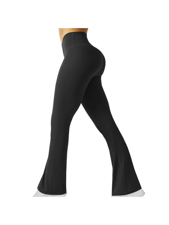 Womens Stretch Yoga Leggings Fitness Running Sports Full Length Active Pants High Waist Slim Small Flared Trousers