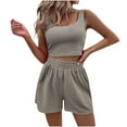 thumbnail image 1 of Aofany Womens Summer 2 Piece Outfits Short Sets Sleeveless Tank Tops Two Piece Lounge High Waisted Shorts Suits, 1 of 4