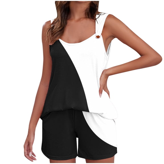 Aofany Womens Summer 2 Piece Outfits Vacation Casual Trendy Camisole Top Matching Shorts Sets Sleeveless Casual Outfits