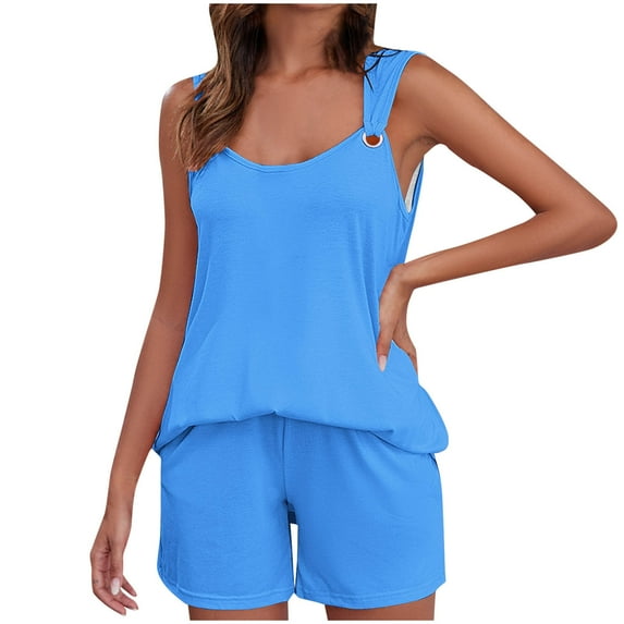 Aofany Womens Summer 2 Piece Outfits Vacation Casual Trendy Camisole Top Matching Shorts Sets Sleeveless Casual Outfits