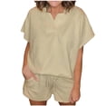 thumbnail image 1 of Aofany Womens Summer Two Pieces Set Savings Clearance Casual V Neck Short Sleeve Tops and Shorts, 1 of 5