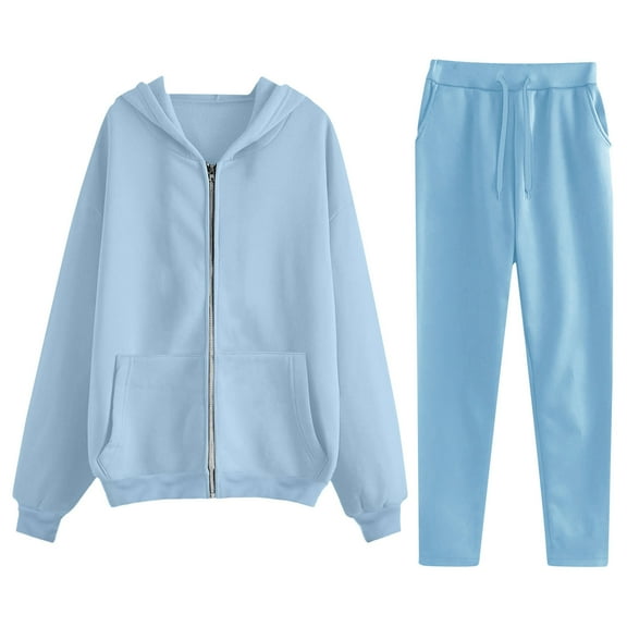 Aofany Womens Two Piece Matching Outfits Workout Sets Casual Long Sleeve Zip Up Hoodie Sweatshirt Jacket & Long Sweatpants Fall Winter Tracksuit Set