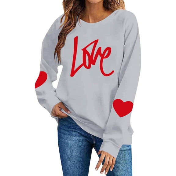 Aofany Womens Valentine's Day Sweatshirts Fashion Casual Long Sleeve Loose Pullover Soft Crewneck Tops
