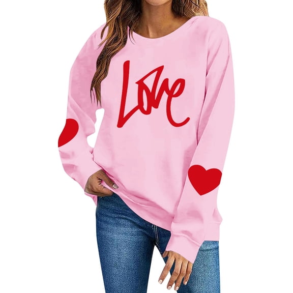 Aofany Womens Valentine's Day Sweatshirts Fashion Casual Long Sleeve Loose Pullover Soft Crewneck Tops