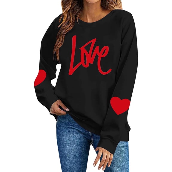 Aofany Womens Valentine's Day Sweatshirts Fashion Casual Long Sleeve Loose Pullover Soft Crewneck Tops