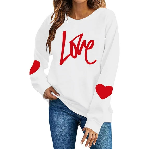 Aofany Womens Valentine's Day Sweatshirts Fashion Casual Long Sleeve Loose Pullover Soft Crewneck Tops