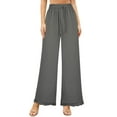 thumbnail image 1 of Aofany Womens Wide Leg Lounge Pants with Pockets High Waisted Adjustable Tie Knot Loose Casual Trousers Dress Work Pants, 1 of 6