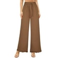 thumbnail image 1 of Aofany Womens Wide Leg Lounge Pants with Pockets High Waisted Adjustable Tie Knot Loose Casual Trousers Dress Work Pants, 1 of 1