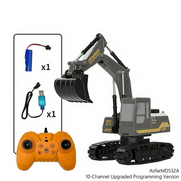 Aofar 1:24 10-Channel Alloy Remote Control Excavator Car (MD532 A)