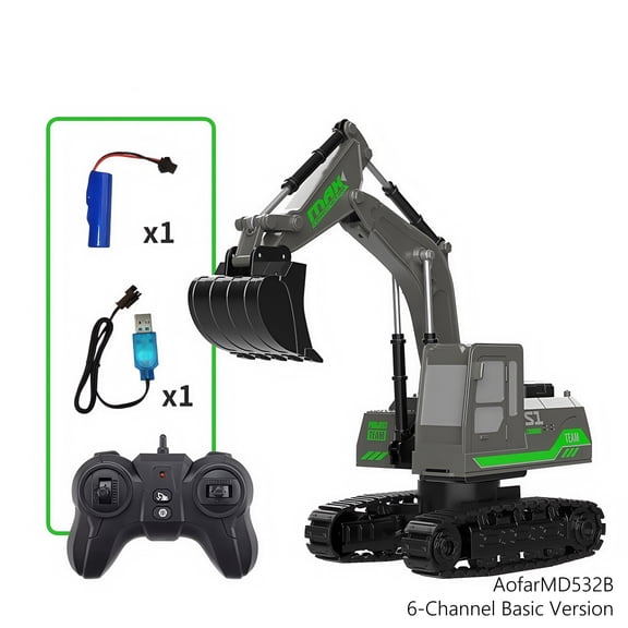 Aofar 1:24 6-Channel Alloy Remote Control Excavator Car (MD532 B)