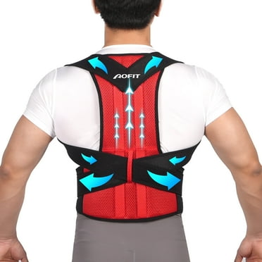 Aofit Unisex Back Support Brace with Posture Correction, Red, L