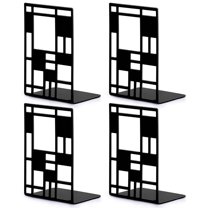 Aofmee Book Ends 2 Pairs, Modern Heavy Duty Metal Bookends for Shelves, Book Holders for Home Office, Black(4 Pack)