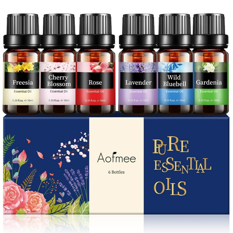 Aofmee 100 Pure Essential Oils Rose Lavender Gardenia Variety of Natural Scents Gift Set for Use with Oil Diffuser Aromatherapy Sleep