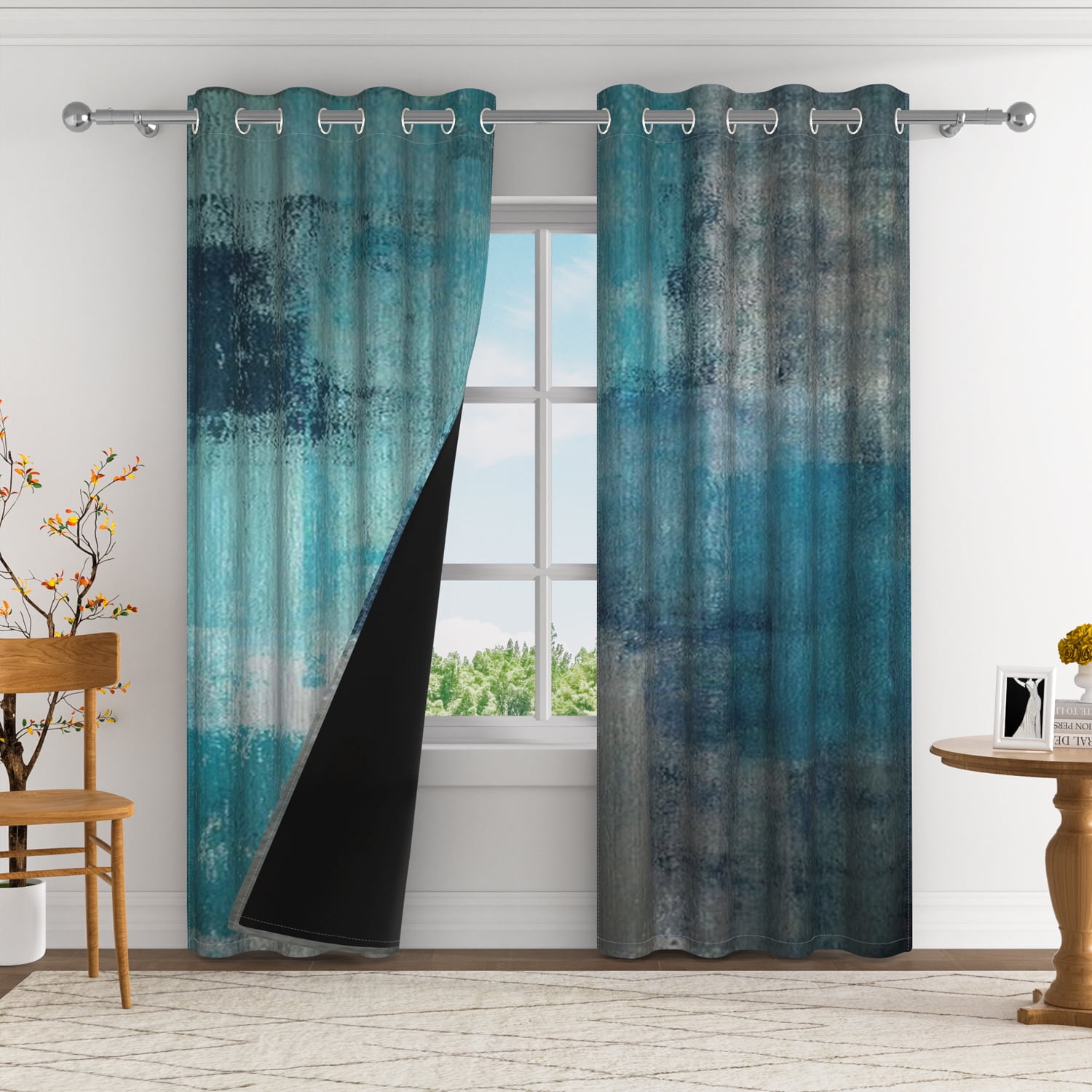 Aofoto 2 Panels Gradient Color Window Drapes with Grommet, Thermal