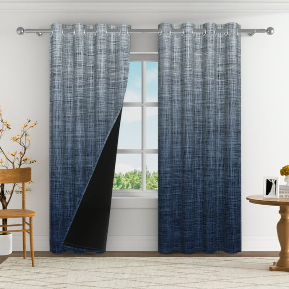 Aofoto Blackout Curtains 2 Panels for Bedroom Living Room , Blue Thermal Insulated Soundproof Grommet Top Window Treatments Drapes, 42x63 inches
