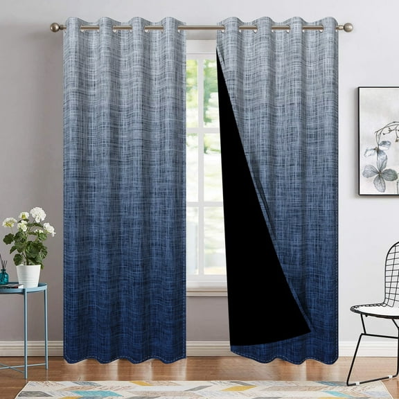 Aofoto Blackout Curtains,Room Darkening Blue Curtains Ombre for Bedroom Living Room,2 Panels,42x84 inch