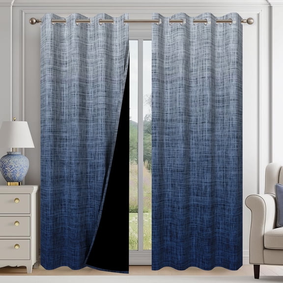 Aofoto Blackout Curtains,Room Darkening Blue Curtains Ombre for Bedroom Living Room,2 Panels,52x96 inch