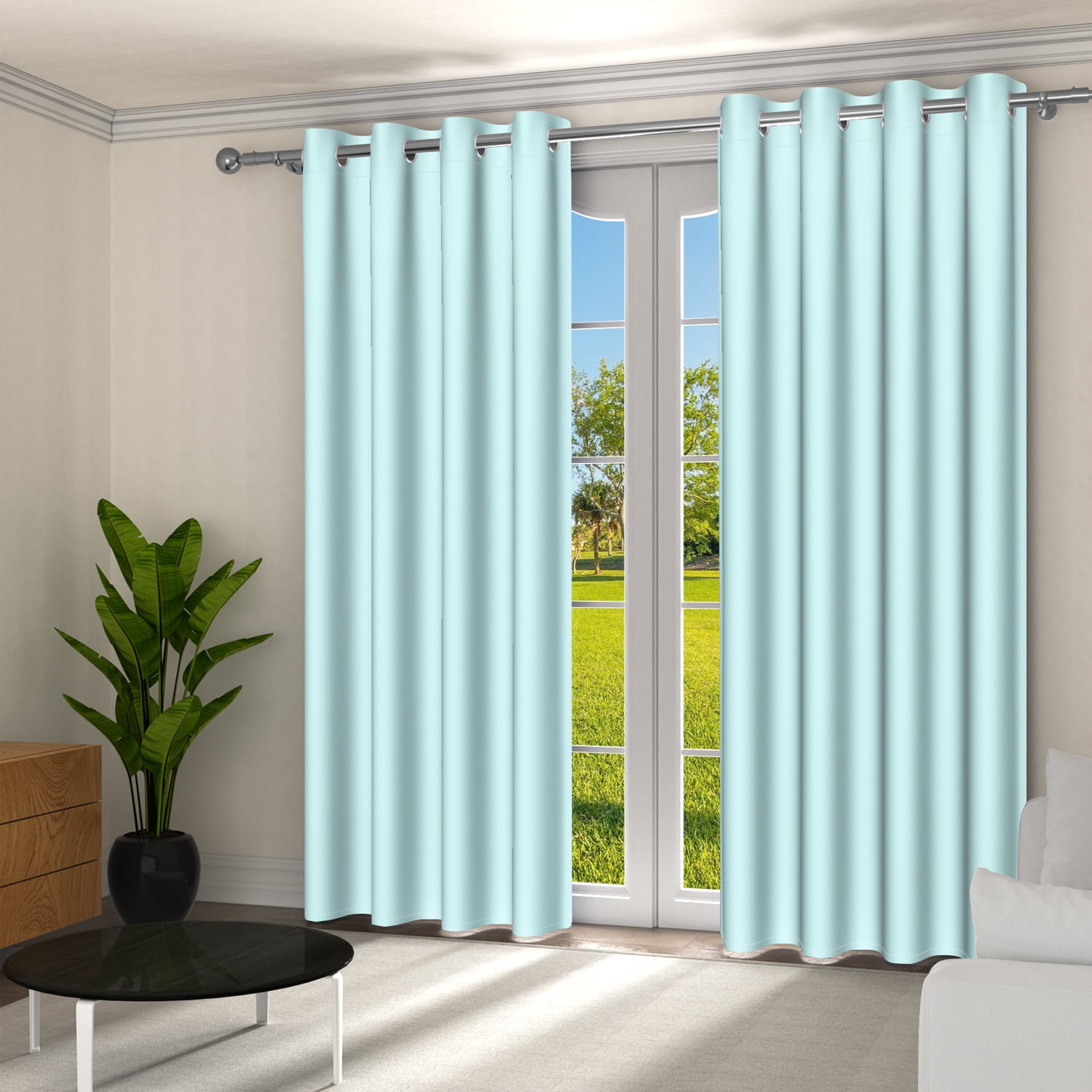 Aofoto Blue Blackout Curtain for Living Room Window Curtains Solid