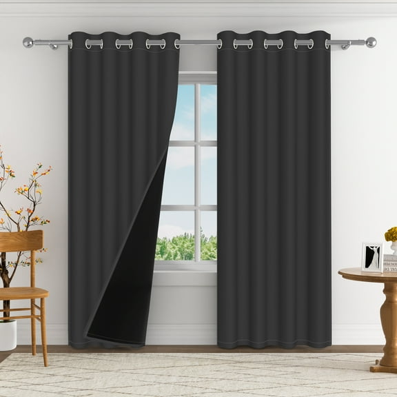 Aofoto Dark Gray Blackout Curtains Thermal Curtains Outdoor Curtains Drapes for Patio, 2 Panels,52W x 63L inches