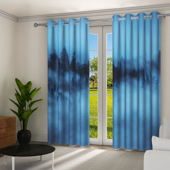 Aofoto Foggy Forest Blackout Curtains, Thermal Insulated Curtains for Bedroom, 2 Panels,52 x 63 inches