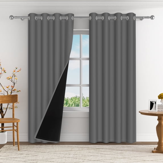 Aofoto Gray Blackout Curtains,Thermal Insulated Window Drapes 2 Panel, Grey, 52 x 63Inches