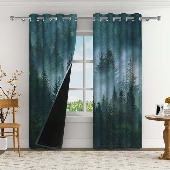 Aofoto Grommet Blackout Curtains for Bedroom, Room Darkening Thermal Insulated Window Curtain (Forest,52" x 84",2 Panel)