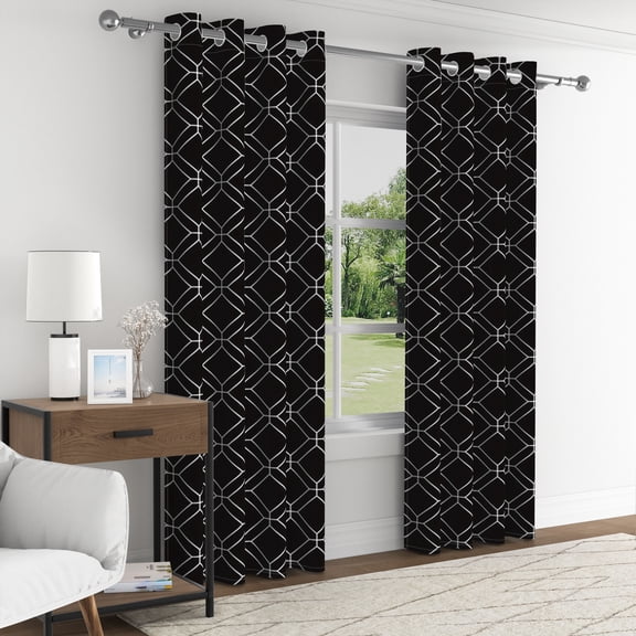 Aofoto Grommet Thermal Insulated Living Curtain,Light Blocking Window Drapes,2 Panel, Black,42x84 inches