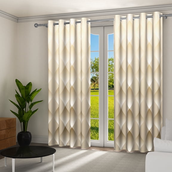 Aofoto Home Plaid Blackout Window Curtain, Living Room Grommet Light Blocking Ombre Curtains, 42" x 63", Yellow, 2 Panel