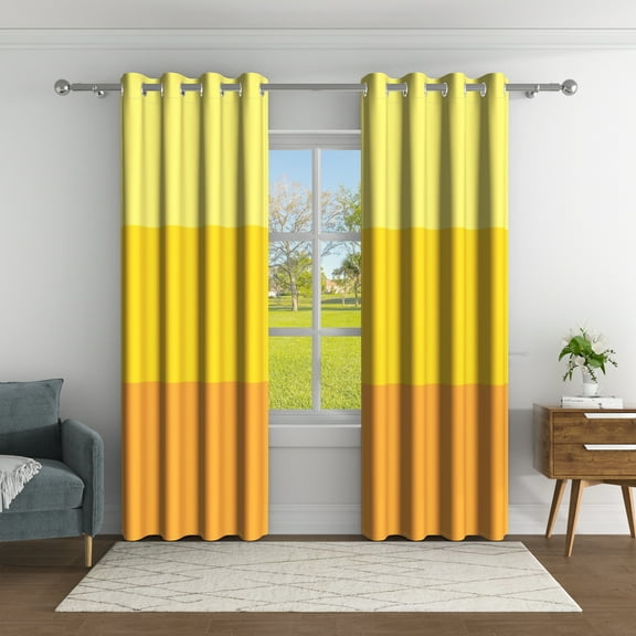 Aofoto Living Room Blackout Grommet Curtains,Thermal Insulated, Noise-Reducing Drapes for Bedroom,Yellow, 42 x 84 Inch,Set of 2