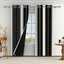 Aofoto Modern Blackout Curtains for Bedroom Living Room 2 Panels , Black and White Stripe Ombre Curtains , 52x84 Inches