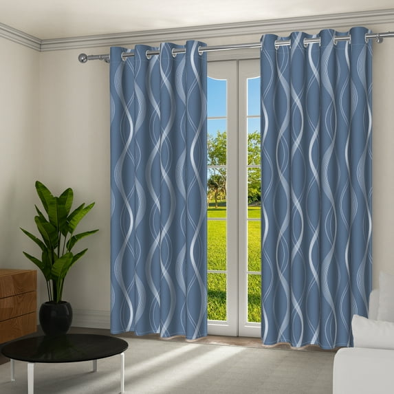 Aofoto Navy Blue Blackout Curtains for Bedroom,Full Room Darkening Grommet Drapes for Living Room,52x84 inches,2 Panels