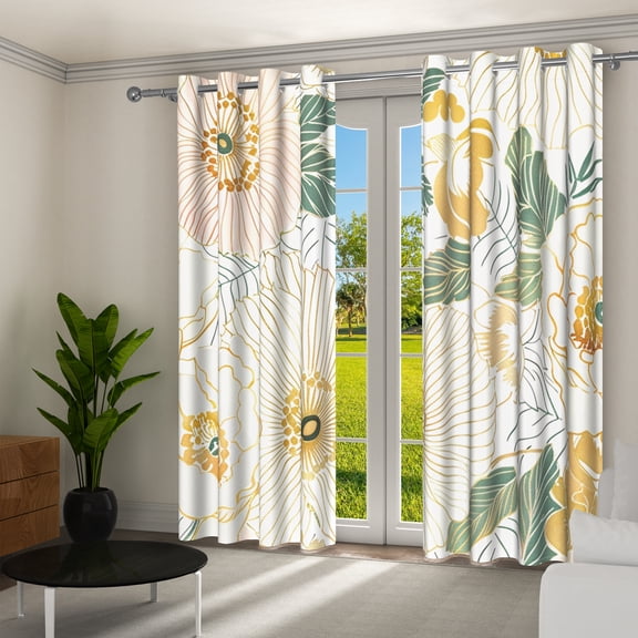 Aofoto Ombre Room Darkening Curtains,Colorful Large Floral Grommet Curtain for Living Room Home Decor,42x63 Inches, 2 Panels