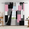 thumbnail image 1 of Aofoto Pink and Black Blackout Curtains, Gray White Girls Abstract Geometric Preppy Art Kids Adults Living Room Bedroom Window Drapes, 52" W x 84" L, 2 Panels, 1 of 6