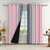 Aofoto Pink and Gray Curtains for Bedroom Living Room (2 Panels, 42 x 84 Inch), Modern Art Blackout Curtains for Kids Adults Darkening Drapes