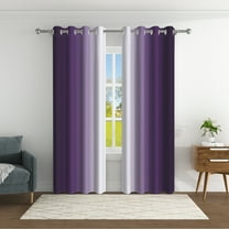 Aofoto Purple and Greyish White Grommet Ombre Curtains, Thermal Insulated Window Drapes for Living Room/Bedroom(2 Panels, 52W x 84L Inch)