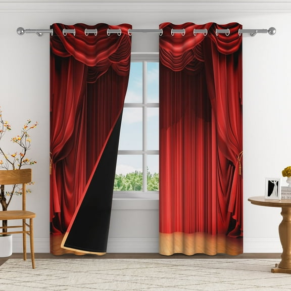 Aofoto Red Theater Curtains, Retro Show Stage Concert Play Movie Window Treatments for Bedroom/Living Room , 42x84inch , 2 Panels