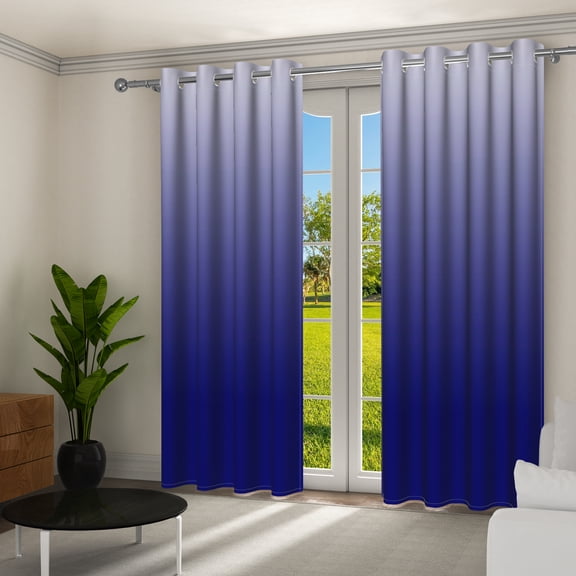 Aofoto Room Darkening Blackout Curtains,Blue Gradient Living Room Grommet Window Drapes 42x63inch, 2 Panels