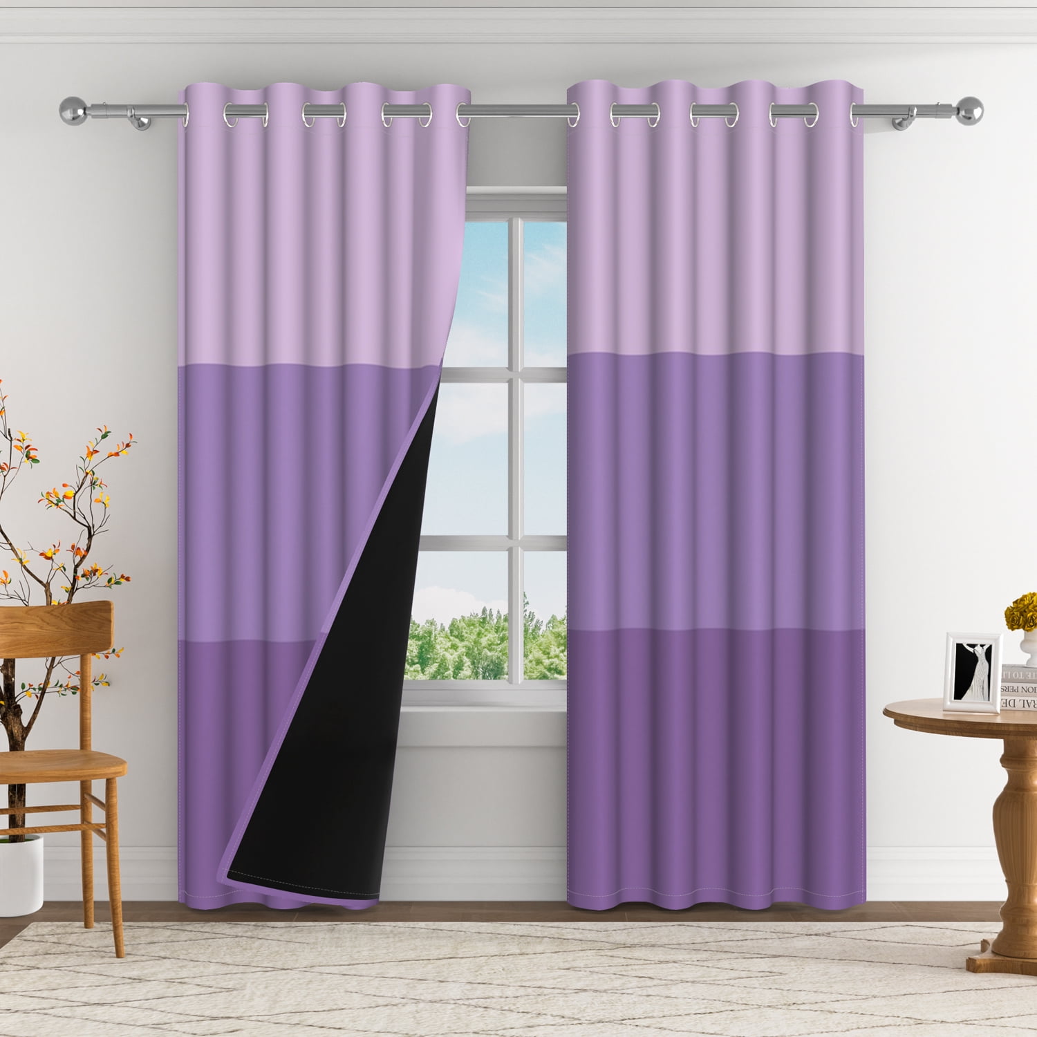 Aofoto Room Darkening Purple Blackout Curtains Grommet Window Drapes ...