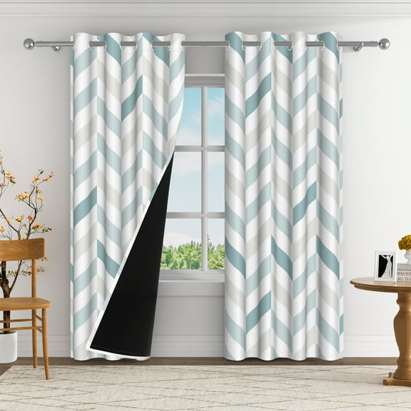 Aofoto Stripe Blackout Curtains , Grommet Window Drapes for Bedroom Living Room Kitchen Thermal Insulated , 2 Panels , 52x84inch