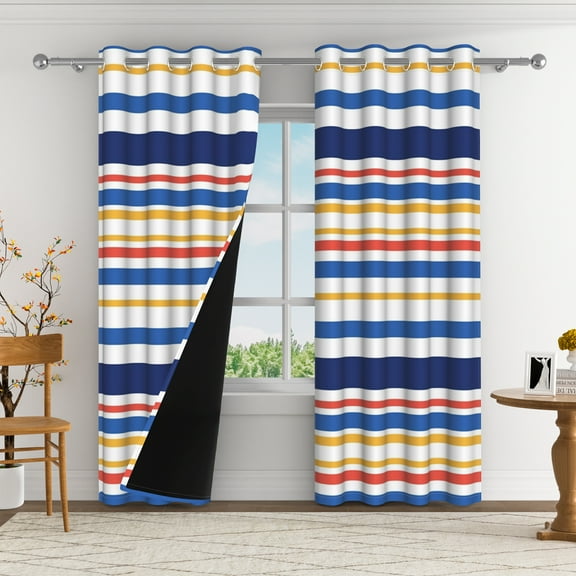 Aofoto Stripe Ombre Room Darkening Curtain,Grommet Lined Curtain 2 Panel, 52" x 84"