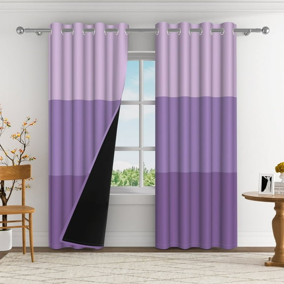 Aofoto Thermal Room Darkening Blackout Grommet Window Curtain for Living Room,2 Panels,42" X 84" ,Purple