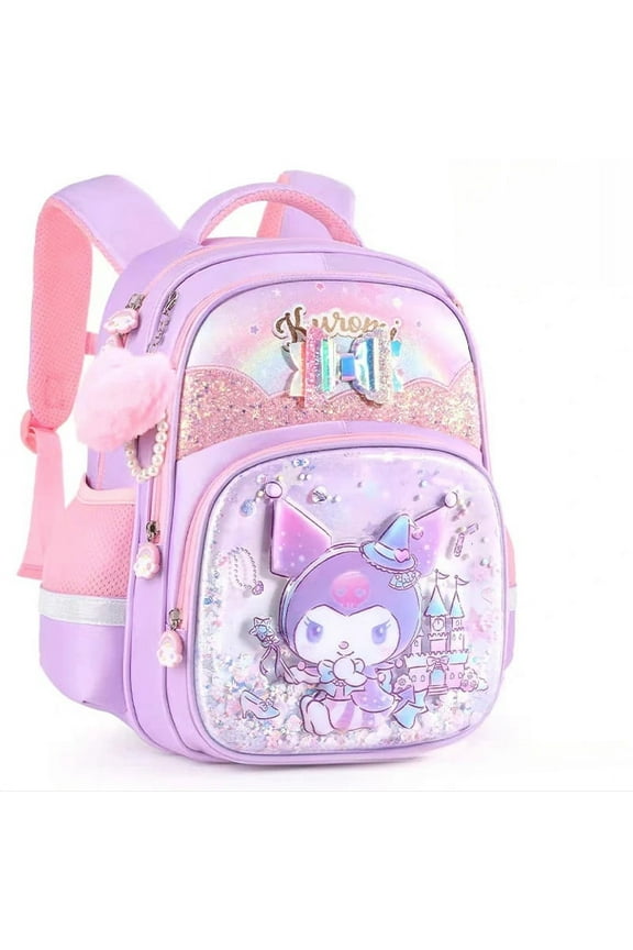 Aoger Women's Spine Protection Sanrio Cartoon Polyester School Backpack, Kuromi