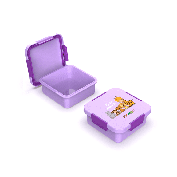 AOHEA Cute Purple Animal Theme 700 ml Leakproof Food-Grade Lunch Container, 150×150×60 mm for Kids and Adults