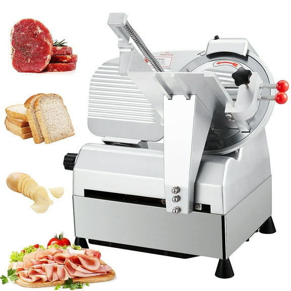 Aoile 10" Commercial Automatic Meat Slicer with Adjustable Thickness, 550W Electric Deli Food Meat Veggie Bread Slicer
